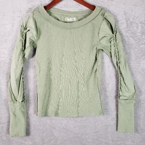 Free People We The Free Daisy Ribbed Braided Cotton T-Shirt S